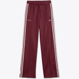 Adidas Men’s Maroon Track Pants – Classic Three Stripes Design